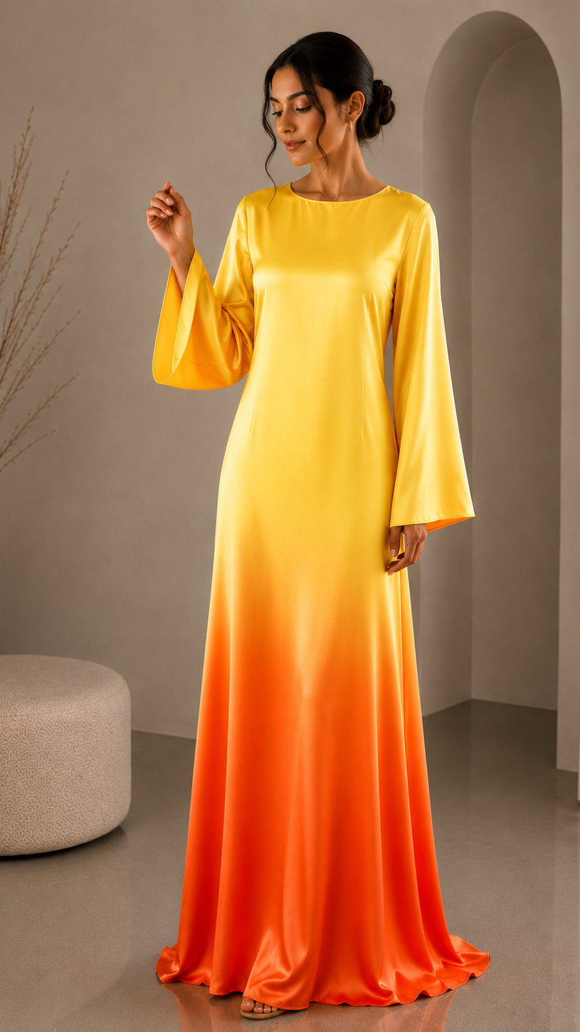 Ombre Satin Kleid Sale